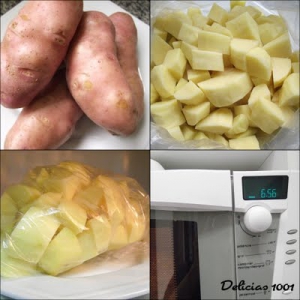 Cozinhando batatas no micro