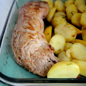 Lombinho de porco com batatas