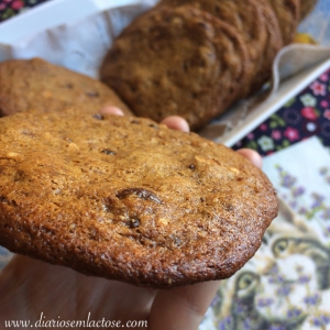 Cookies de farinha de grão de bico com gotas de chocolate