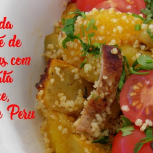 Salada Quente de Couscous com Batata Doce, Laranja e Peru