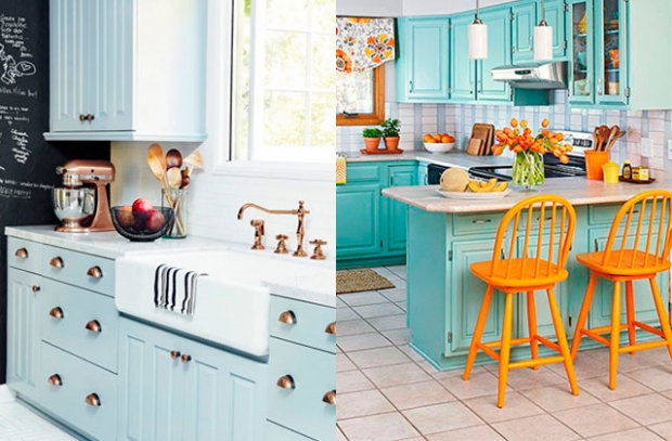 Cozinha clara e colorida? Inspire-se com azul clarinho