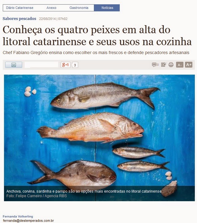 Reportagem sobres pescados - Diário Catarinense