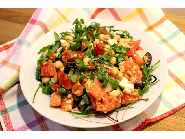 Salada quente de salmão e grão | Salmon and chickpea warm salad