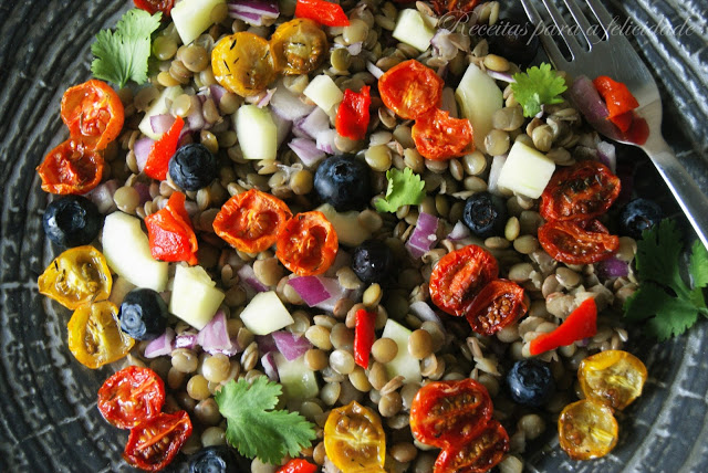 Salada de Lentilhas com Mirtilos e Tomate Cereja
