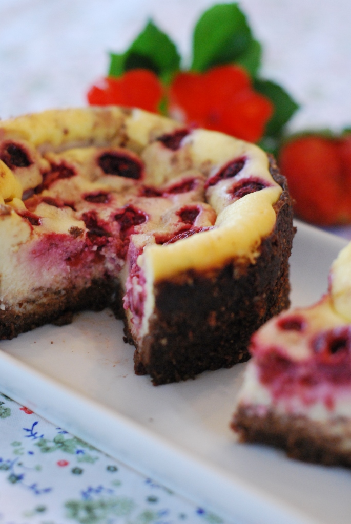 Cheesecake de chocolate e baunilha com framboesa e limão – Fresco e doçe no mesmo tempo