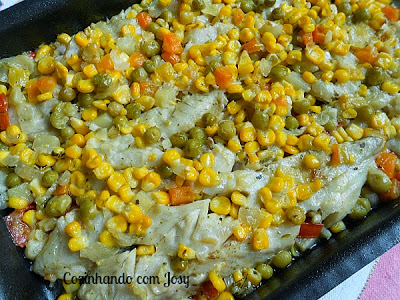 Filé de Pescada c/Seleta de legumes ao forno
