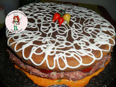 Naked cake salgado  c/ recheio de carne seca PAINEIRA e creme de abóbora