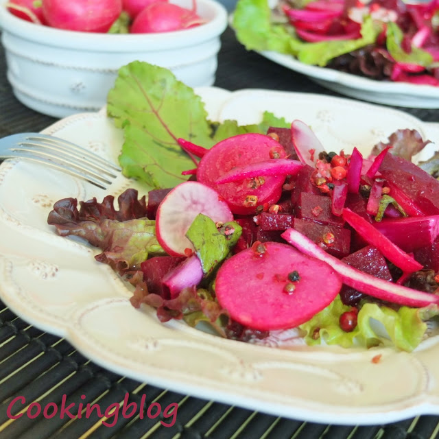 Salada em tons de rosa