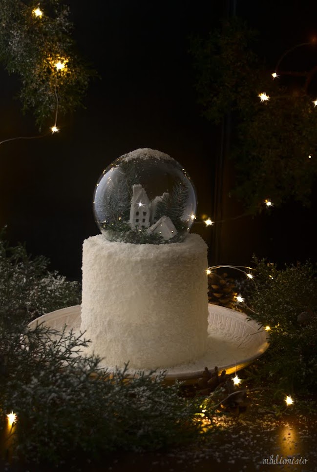 Snow Globe Cake, e a magia do Natla num Bolo de Coco