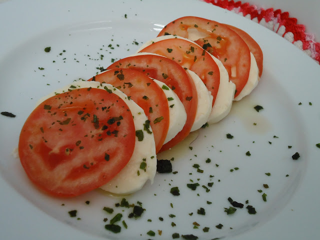 salada de tomate e Mozzarella