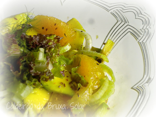 Salada de laranja, abacate e erva doce com molho especial