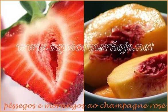 Sobremesas Rápidas: pêssegos e morangos ao champagne rosé